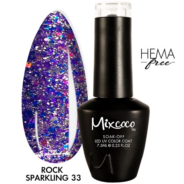 Mixcoco Ημιμόνιμο Βερνίκι 7.5ml - Rock Sparkling Gel Color 033